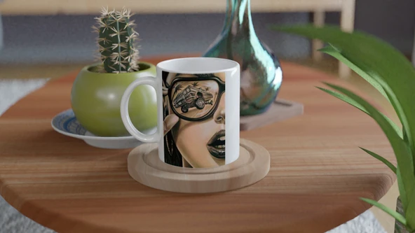 Retro Gözlükte Yansıyan Lowrider Araba Kupa Bardak - Resim 4