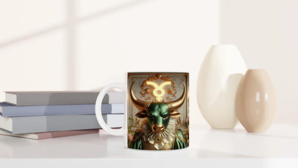 Boğa Burcu Baskılı Kahve Kupası - Zodyak Maskeli Balo Vs4 - Resim 6