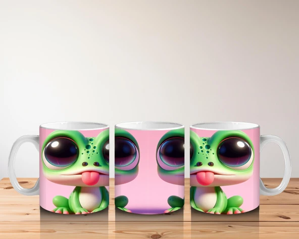 Çocuklara Sütü Sevdiren Neşeli Kurbağa Kupa Bardak - 5