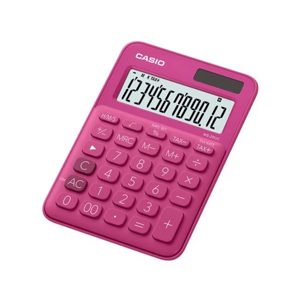 Casio MS-20UC-RD 12 Hane Koyu Pembe Masa Üstü Hesap Makinesi - Resim 3