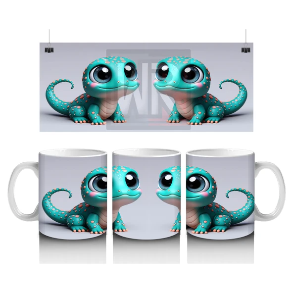 Çocuklara Sütü Sevdiren Neşeli Bukalemun Kupa Bardak ürün görseli 1