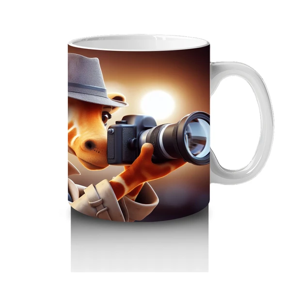 Çocuklara Sütü Sevdiren Fotoğrafçı Zürafa Desenli Kupa Bardak - 4