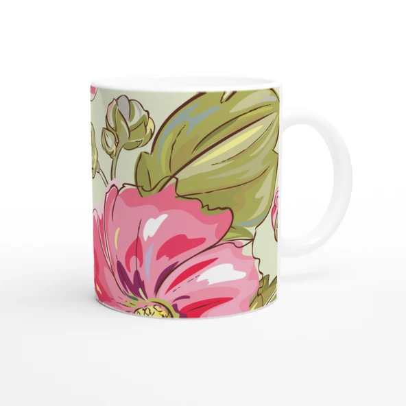 Pembe Fırça Çiçekleri Kupa Bardak - Resim 3