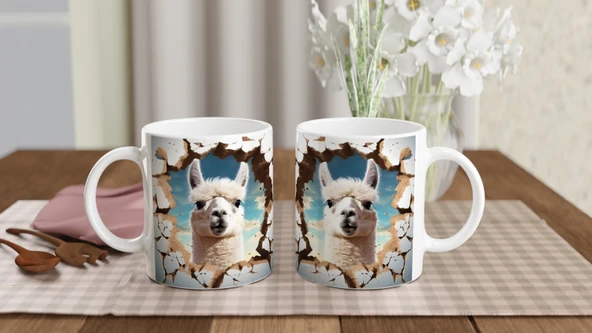 Gökyüzü Temalı Lama Baskılı Kupa Bardak - 5