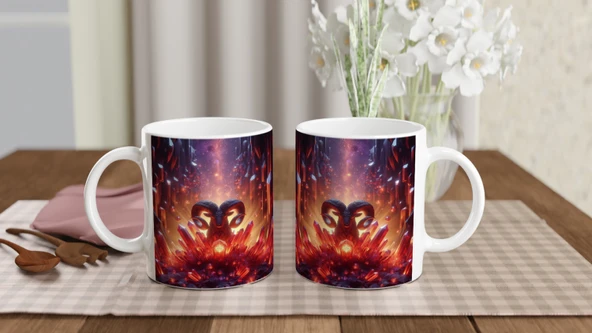 Koç Burcu Baskılı Kahve Kupası - Büyülü Kristal Mağarası Temalı Vs1 - Resim 5