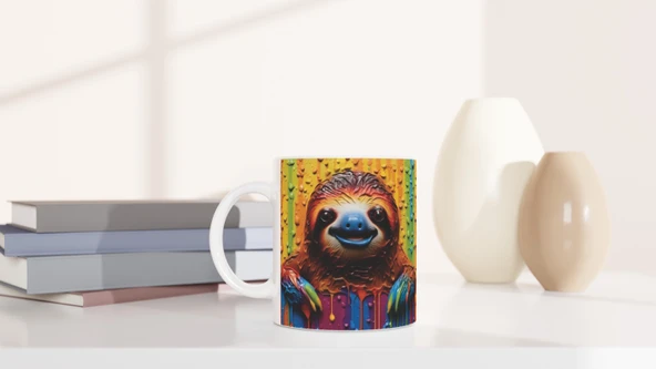 Renk Yağmurunda Gülümseyen Tembel Kupa Bardak - 6