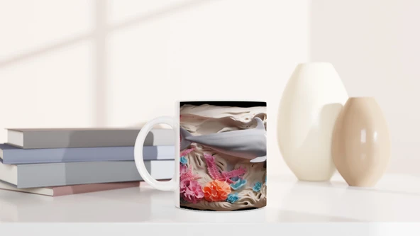 Neon Mercanlar ve Sevimli Yunus Temalı Su Altı Kupa Bardak - Resim 6