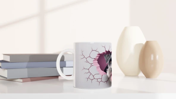 Duvarı Yarmış Sevimli Terrier Temalı Baskılı Kupa Bardak - Resim 6