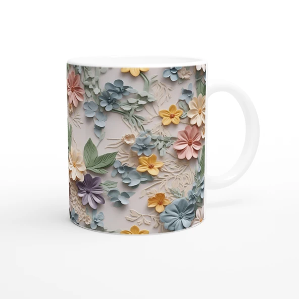 Pastel Bahar Esintisi Çiçekli Kupa Bardak - 3