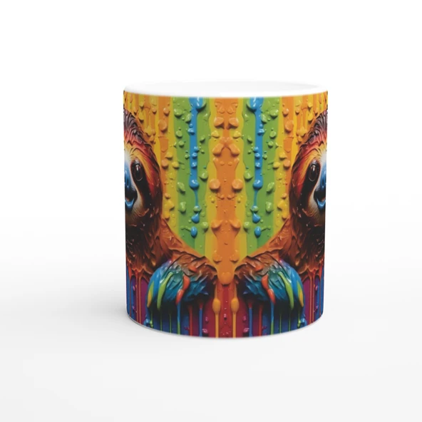 Renk Yağmurunda Gülümseyen Tembel Kupa Bardak - 2