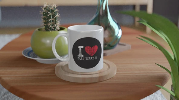 I Love Bull Terrier Temalı Baskılı Kupa Bardak - 4