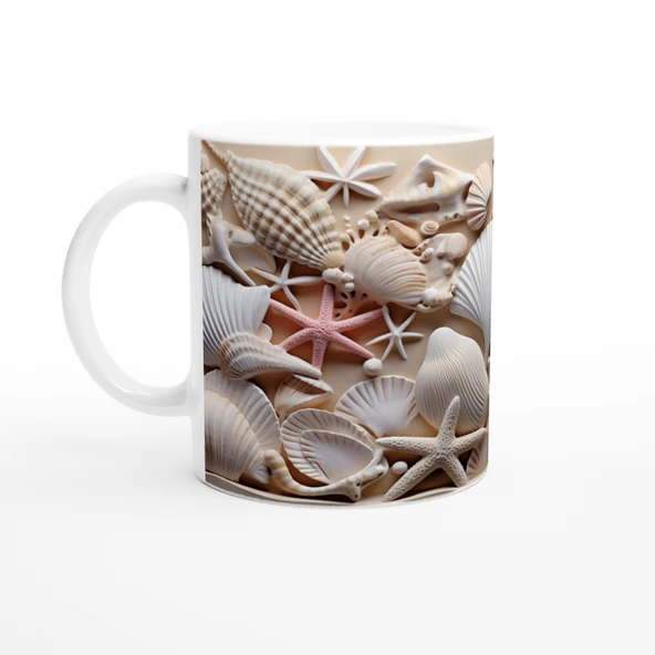 Mercan ve Deniz Yıldızı Motifli Su Altı Temalı Kupa Bardak - 2