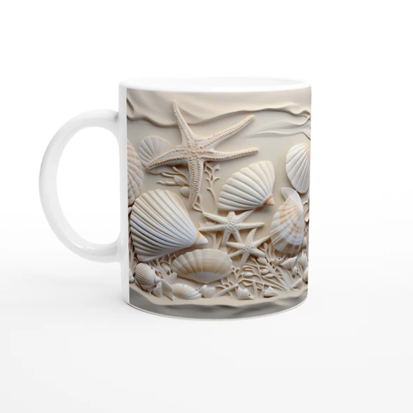 Mercanlar Arasında Deniz Kabuğu ve Yıldızlı Su Altı Temalı Kupa Bardak - Resim 2