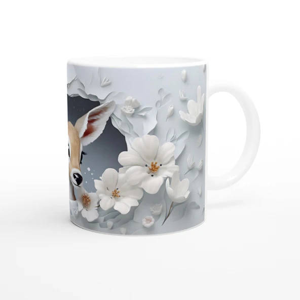 Çatlak Duvardan Bakan Sevimli Geyik Temalı Baskılı Kupa Bardak - Resim 3