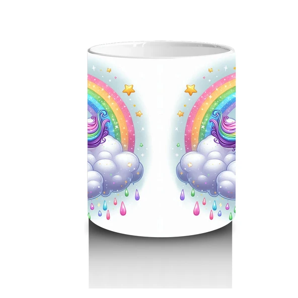 Çocuklara Sütü Sevdiren Gökyüzünde Parıldayan Unicorn Kupa Bardak - 3