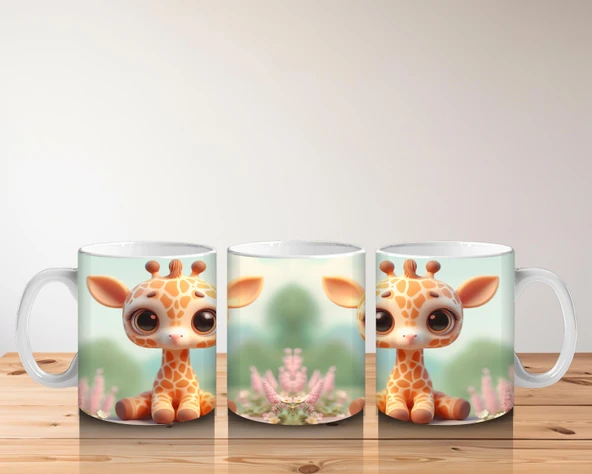 Çocuklara Sütü Sevdiren Zarif Zürafa Yavrusu Kupa Bardak - 5