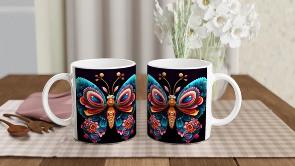 Renk Patlaması Kelebek Kupa Bardak - Resim 5