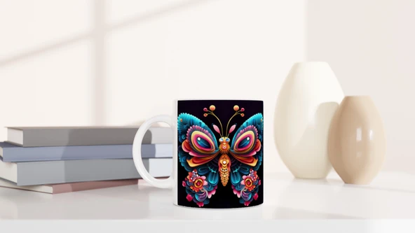 Renk Patlaması Kelebek Kupa Bardak - Resim 6