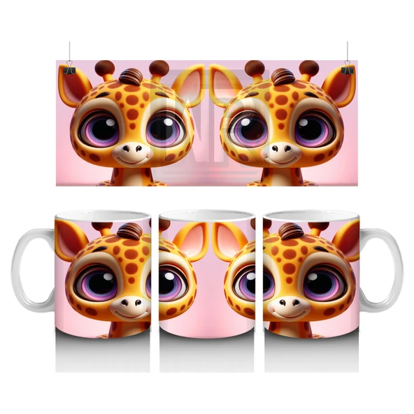 Çocuklara Sütü Sevdiren Meraklı Zürafa Keşfi Kupa Bardak