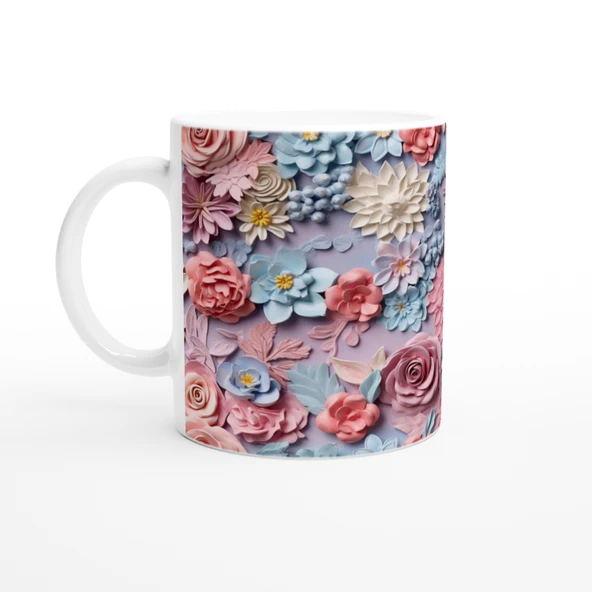 Pastel Düş Bahçesi Çiçek Desenli Kupa Bardak ürün görseli 1