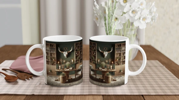 Boğa Burcu Baskılı Kahve Kupası - Zodyak Kütüpanesi Vs3 - Resim 5