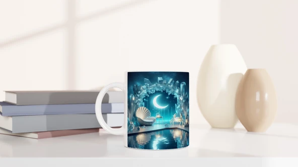 Yengeç Burcu Baskılı Kahve Kupası - Büyülü Kristal Mağarası Temalı Vs1 - Resim 6