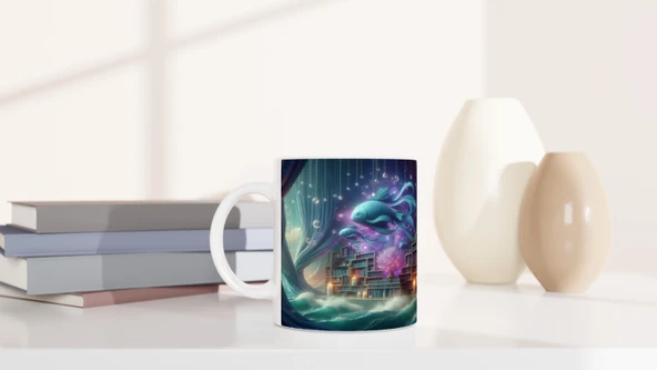 Balık Burcu Baskılı Kahve Kupası - Zodyak Kütüpanesi Vs3 - 6