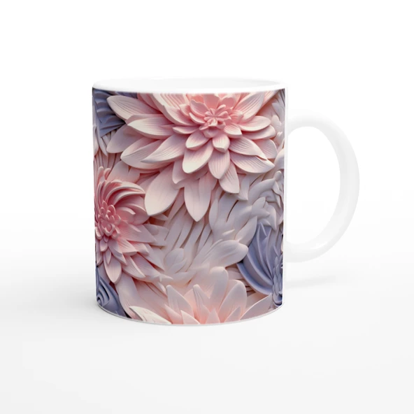 Pembe Düşler Çiçek Desenli Kupa Bardak - Resim 3