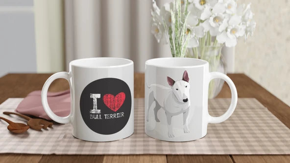 I Love Bull Terrier Temalı Baskılı Kupa Bardak - 5