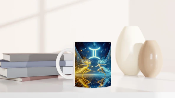 İkizler Burcu Baskılı Kahve Kupası - Zodyak Maskeli Balo Vs4 - Resim 6