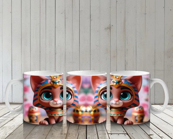 Çocuklara Sütü Sevdiren Mısır Prenses Kedisi Kupa Bardak - 6