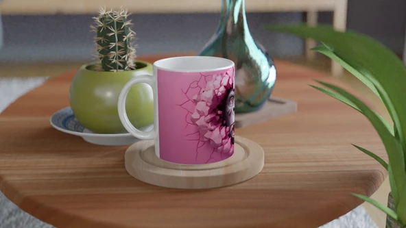 Duvarı Yırtarak Bakan Goril Temalı Baskılı Kupa Bardak - Resim 4