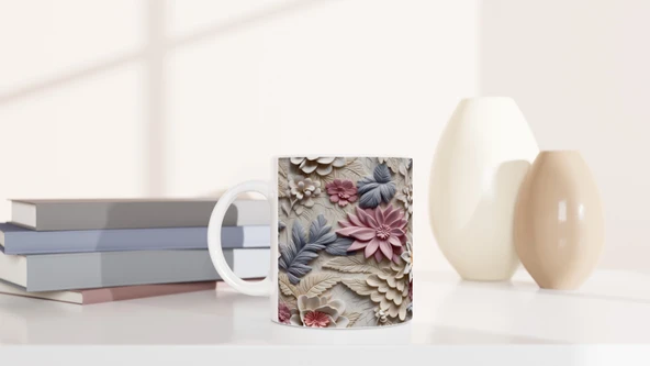 Pudra Baharı Çiçekli Kupa Bardak - Resim 6