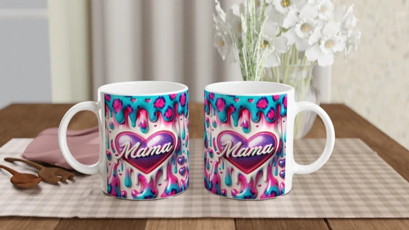 Mama Yazılı Parıltılı Renk Patlaması Anneler Günü Kupa Bardak - Resim 5