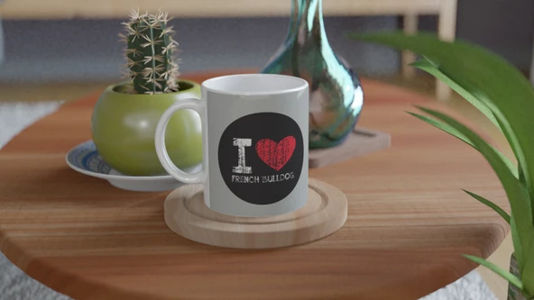 French Bulldog Aşkı Temalı Baskılı Kupa Bardak - Resim 4