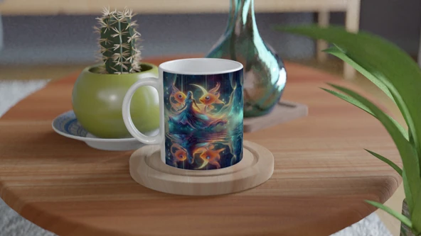 Balık Burcu Baskılı Kahve Kupası - Zodyak Maskeli Balo Vs4 - Resim 4