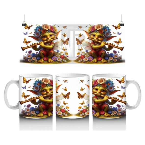 Çocuklara Sütü Sevdiren Kelebekli Çiçek Perisi Kupa Bardak