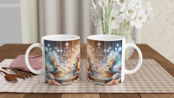 Terazi Burcu Baskılı Kahve Kupası - Elementsel Doğa Krallığı Temalı Vs4 - Resim 5