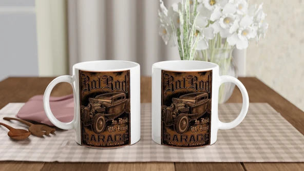 Paslı Güce Saygı Duyan Rat Rod Garaj Kupa Bardak - Resim 5