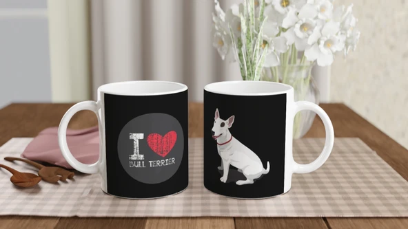 I Love Bull Terrier Temalı Baskılı Kupa Bardak-2 - Resim 5