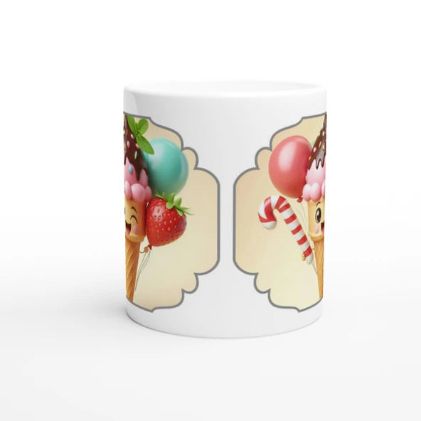 Neşeli Dondurma Partisi Temalı Çocuklara Özel Baskılı Kupa Bardak - 3