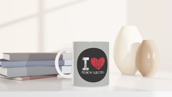 French Bulldog Aşkı Temalı Baskılı Kupa Bardak - Resim 6
