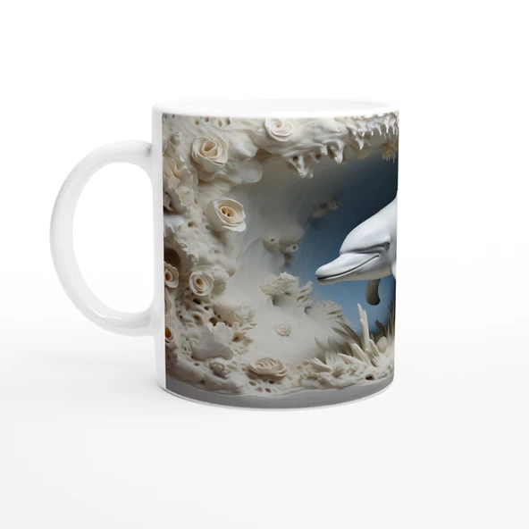 Okyanus Beyazı Yunus ve Mercan Kupa Bardak - Resim 2