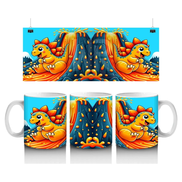 Çocuklara Sütü Sevdiren Dinozor Kaydırak Keyfi Kupa Bardak