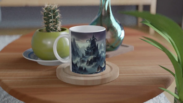 Oğlak Burcu Baskılı Kahve Kupası - Elementsel Doğa Krallığı Temalı Vs4 - Resim 4