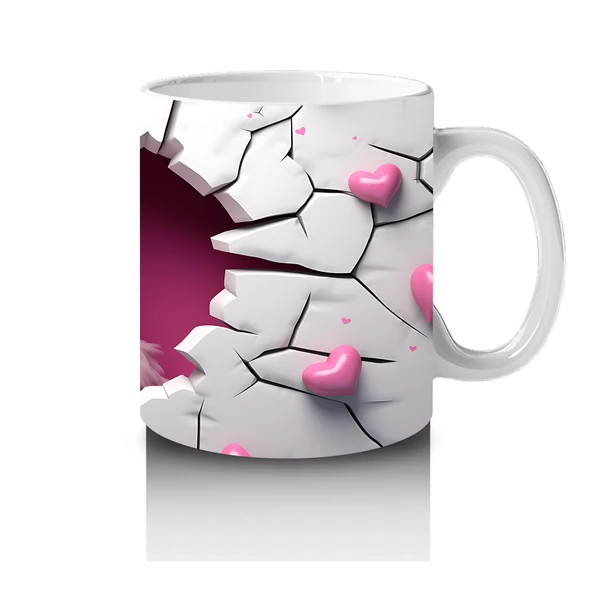 Çocuklara Sütü Sevdiren Kalp Çatlağından Bakan Pembeli Kuş Kupa Bardak - 4