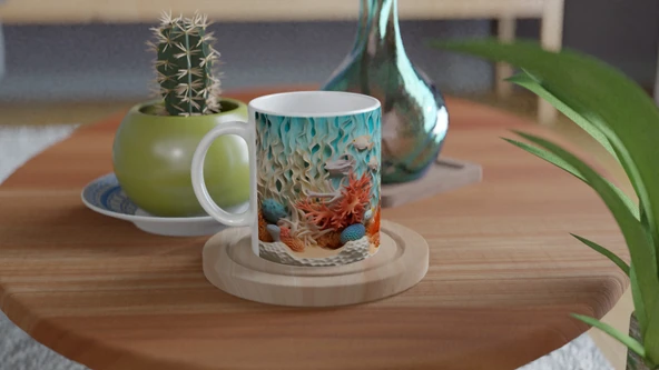 Mercan Dalgalarında Saklanan Güzellik Kupa Bardak - Resim 4