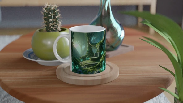 Boğa Burcu Baskılı Kahve Kupası - Elementsel Doğa Krallığı Temalı Vs4 - Resim 4