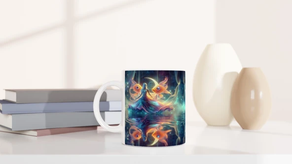 Balık Burcu Baskılı Kahve Kupası - Zodyak Maskeli Balo Vs4 - Resim 6