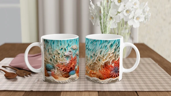 Mercan Dalgalarında Saklanan Güzellik Kupa Bardak - Resim 5